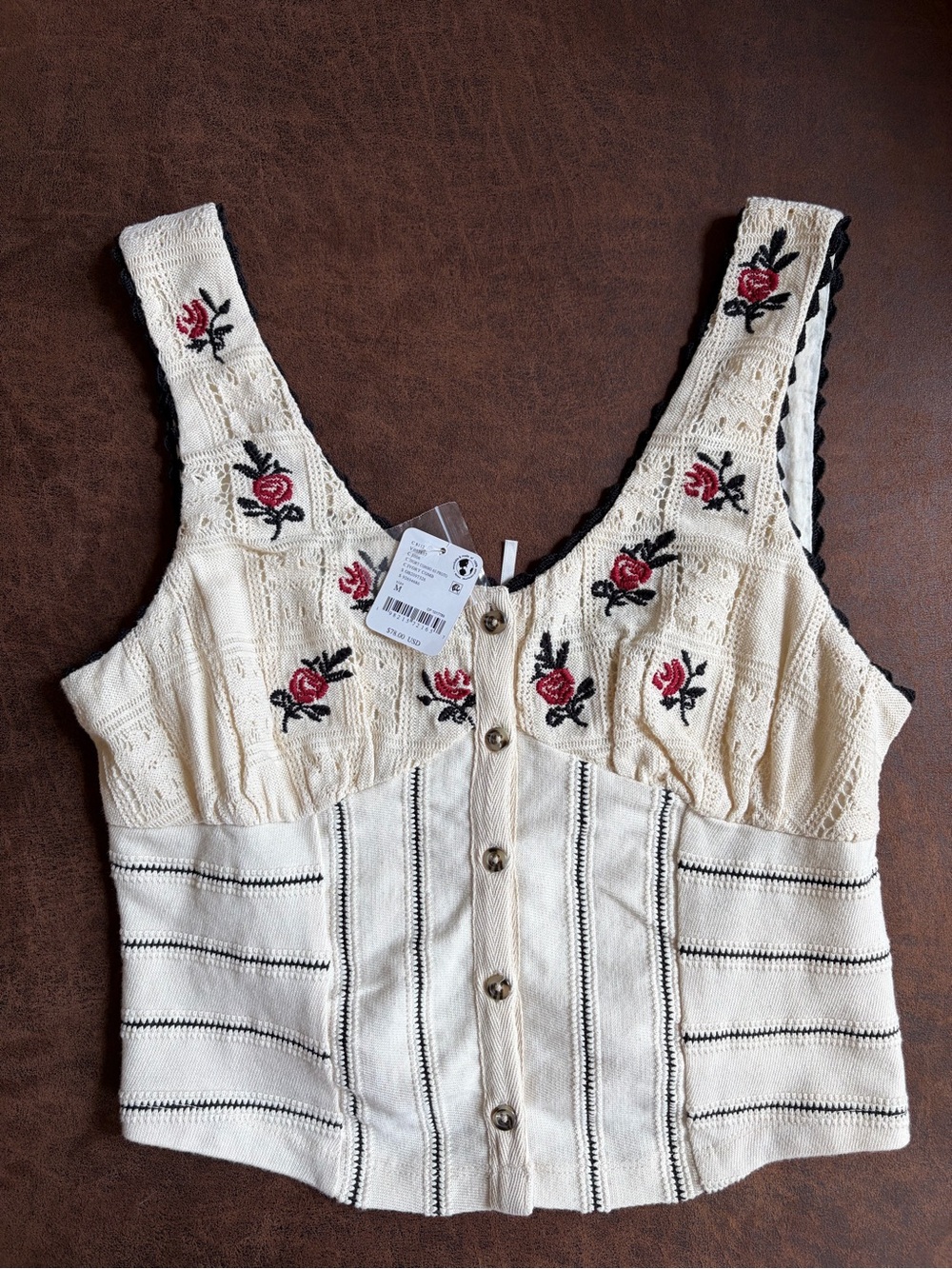 Free People Rose Bud Knit Top